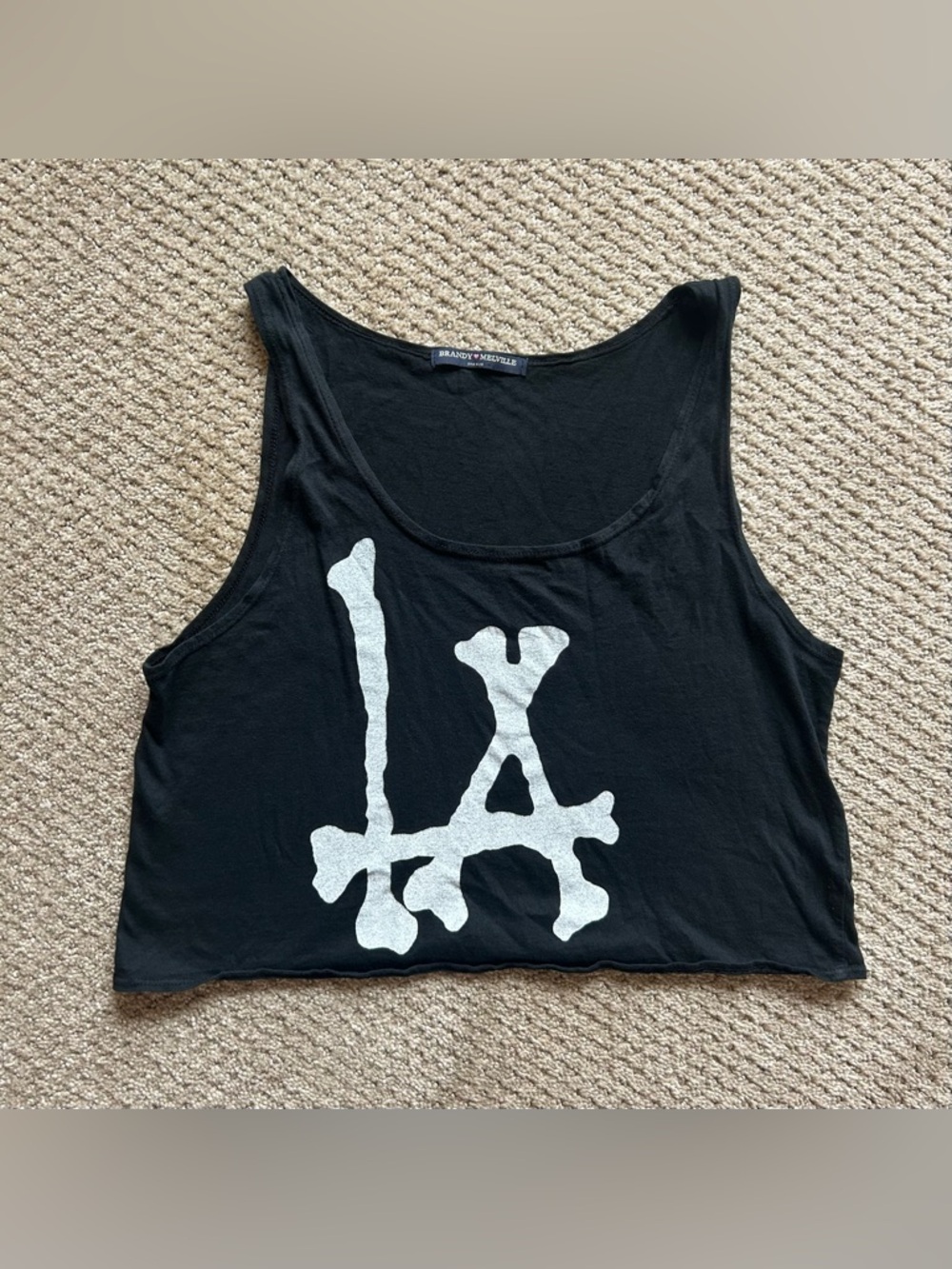 Brandy Melville Black Tank with White LA Bones Graphic